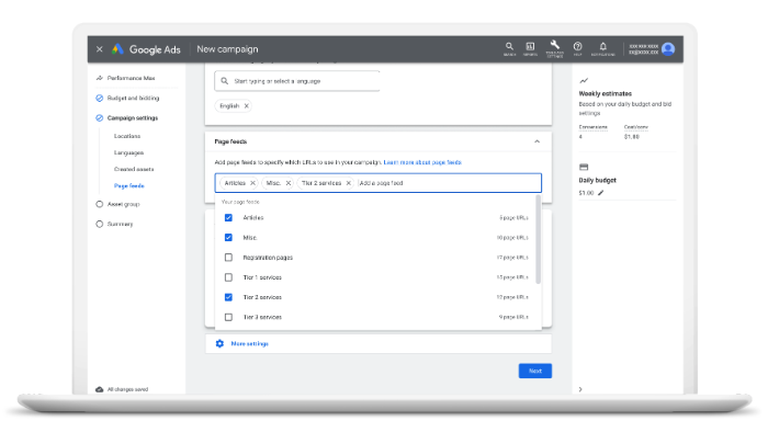 flux de pages performance max